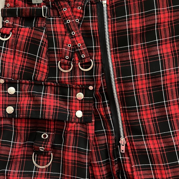 Down from $240TRIPP midi skirt plaid w/pockets, snaps, zippers, pleats, grommets - Picture 4 of 16